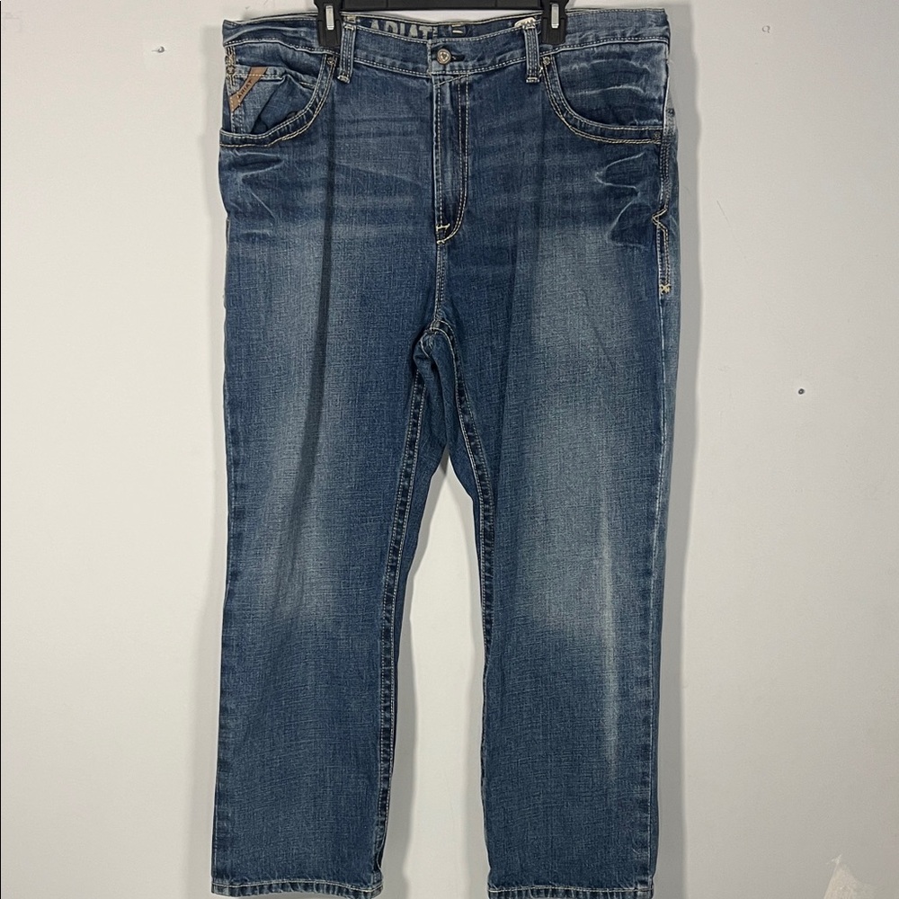Ariat Men's Low Rise Bootcut Medium Wash Blue Denim Jeans Stitch Pocket 42/30‎